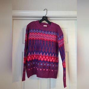 St. John's Bay L  Women's Sweater - Purple Blue and Pink